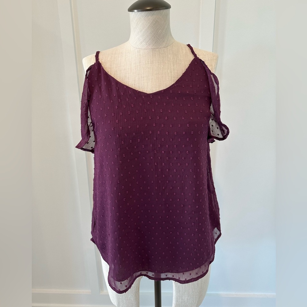 Japna Women's Purple Cold Shoulder Blouse - Size Small - NWT